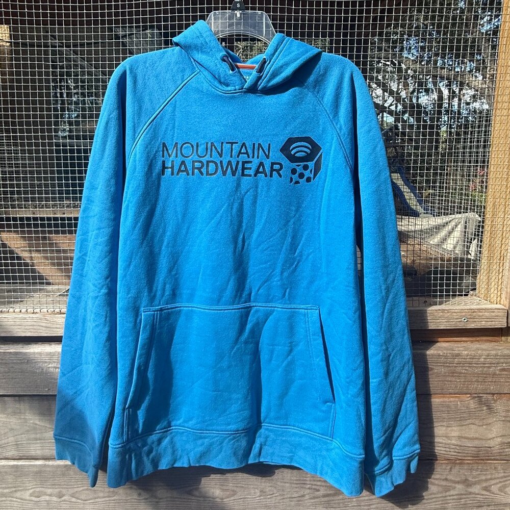 Mountain Hardwear MHW Logo Pullover Hoodie Sweatshirt Men's Medium Blue New